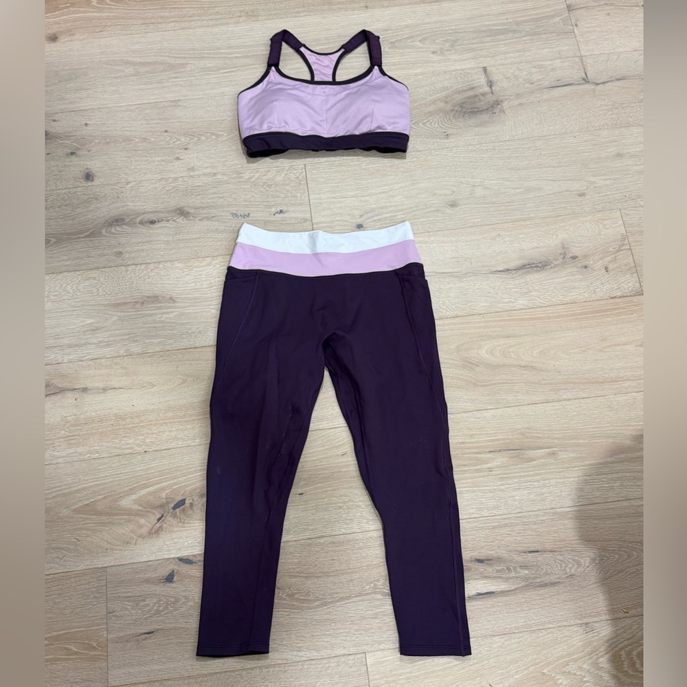 Senita Athletics Lavender and Black Sports Bra and Leggings Set